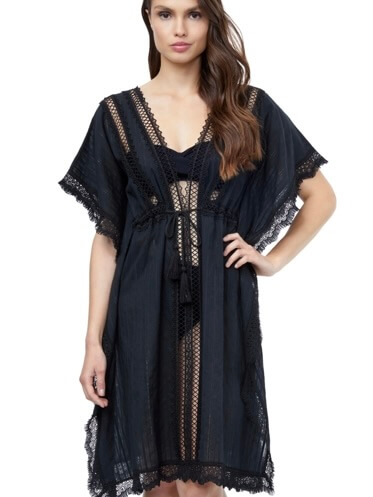 Profile by Gottex V Neck Lace Cover Up | Black