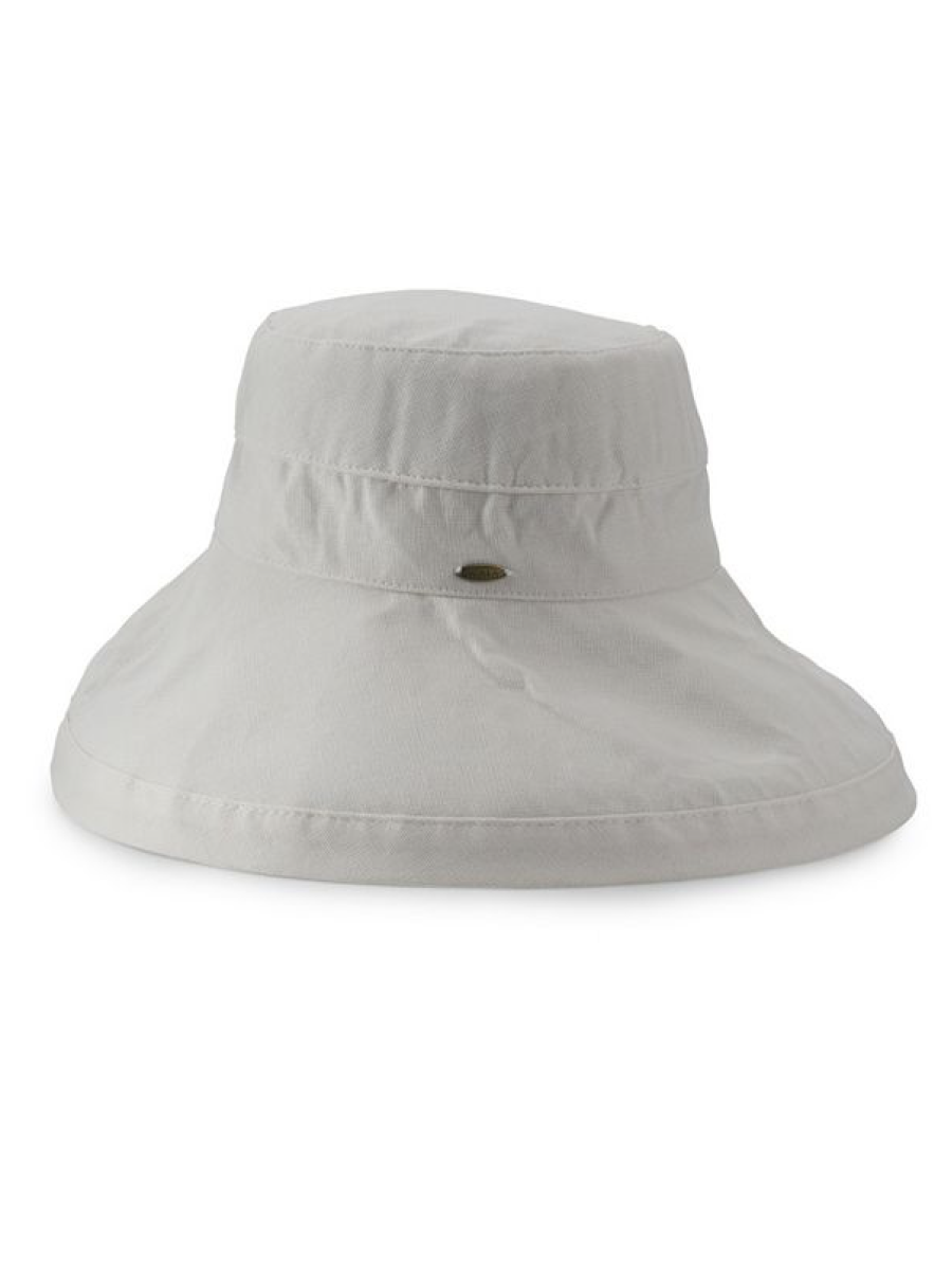 Scala/Dorfman Big Brim Cotton Sun Hat | White