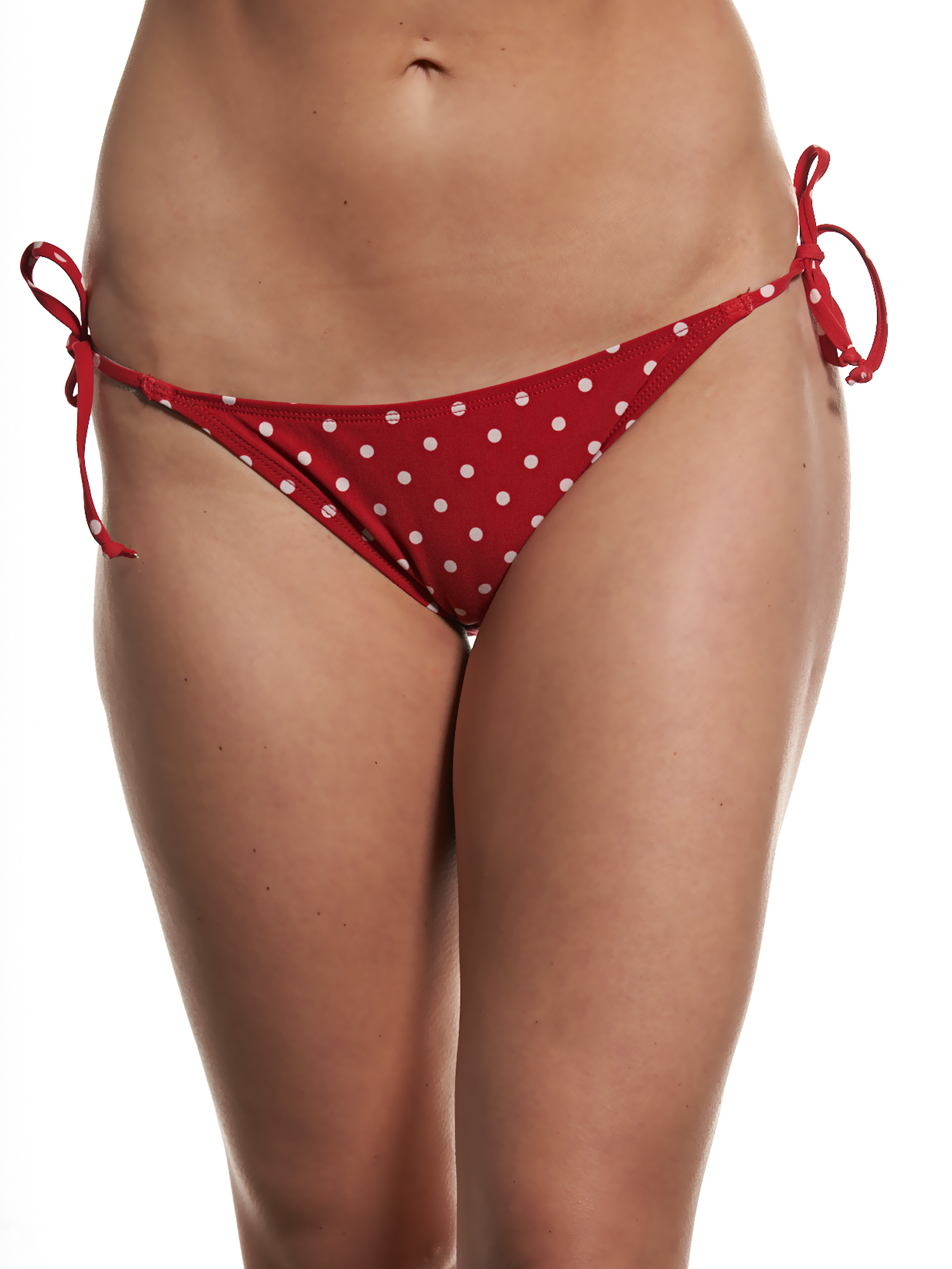 Popina String Bikini Bottom | Red Cream Dot